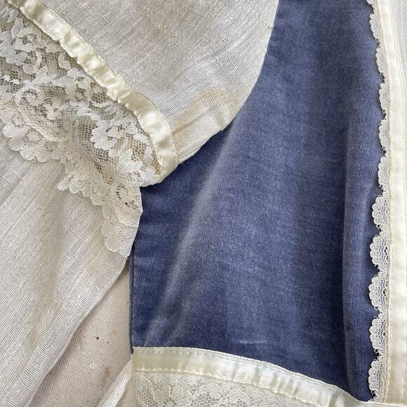 Gunne Sax Style Vintage 1970’s Peasant Dress Blue Velvet Panels Maxi Length XS - Picture 11 of 13